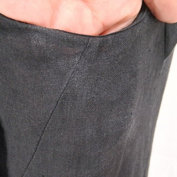 Gary Graham Black Silk Linen Dress Geometric Pleating Crew Neck SZ 2 Avant Garde - Picture 8 of 10